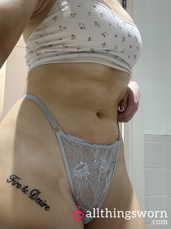 Blue Lacey Thong
