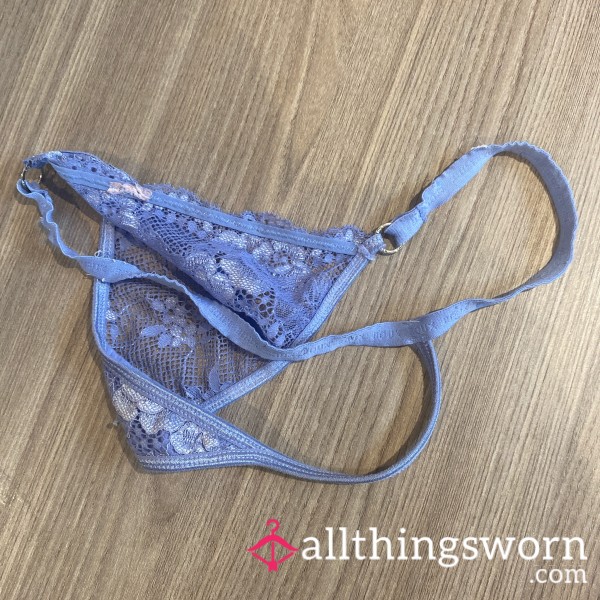 Blue Lacy G String Thong