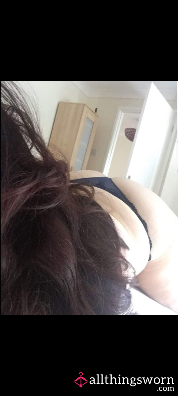 Blue Lacy Thong, Worn While Doing My Housework...free Pair Of Knickers Worn For 2 Days With This Purchase Xx