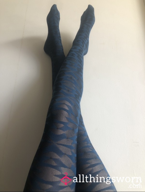 Blue Leopard Print Stockings