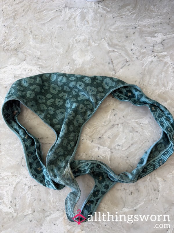 Blue Leopard Print Thong