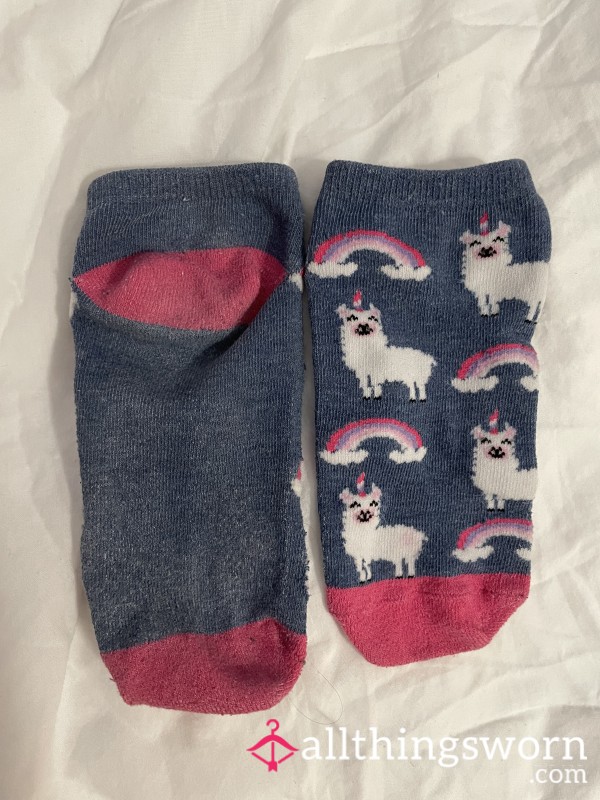 Blue Llama Unicorn Ankle Socks
