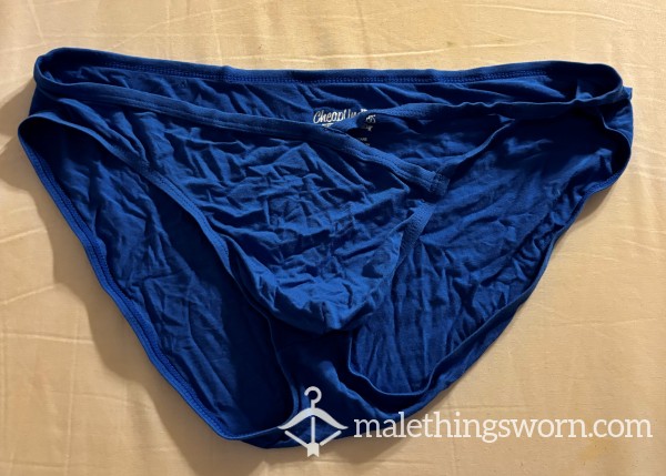 Blue Low Rise Briefs With Cutout Size XL