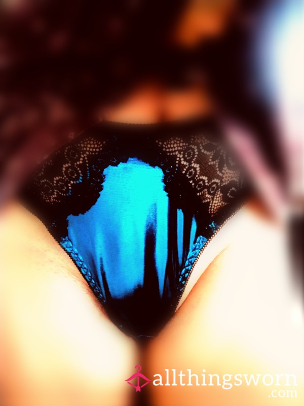 * SOLD *SOLD *Blue Mattalic Effect With Black Lace Panties