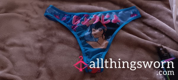 Blue Mesh Anime Girl Thong Size- L