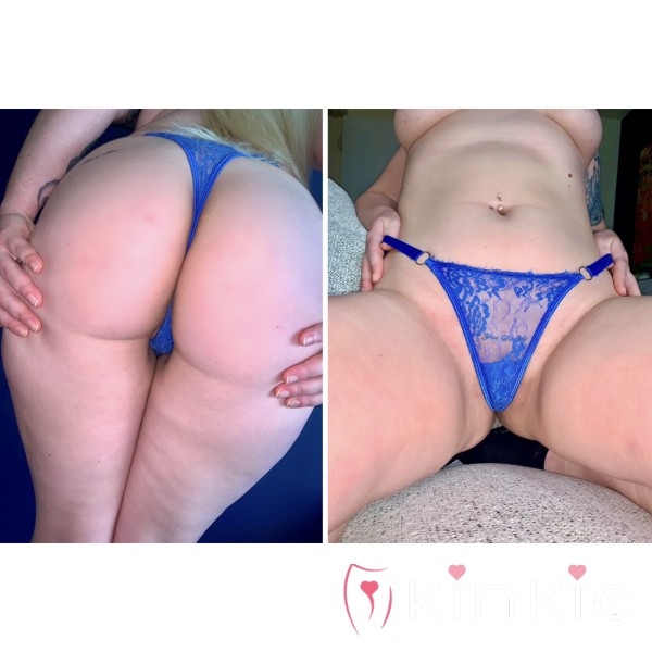 Blue Mesh & Lace Thong