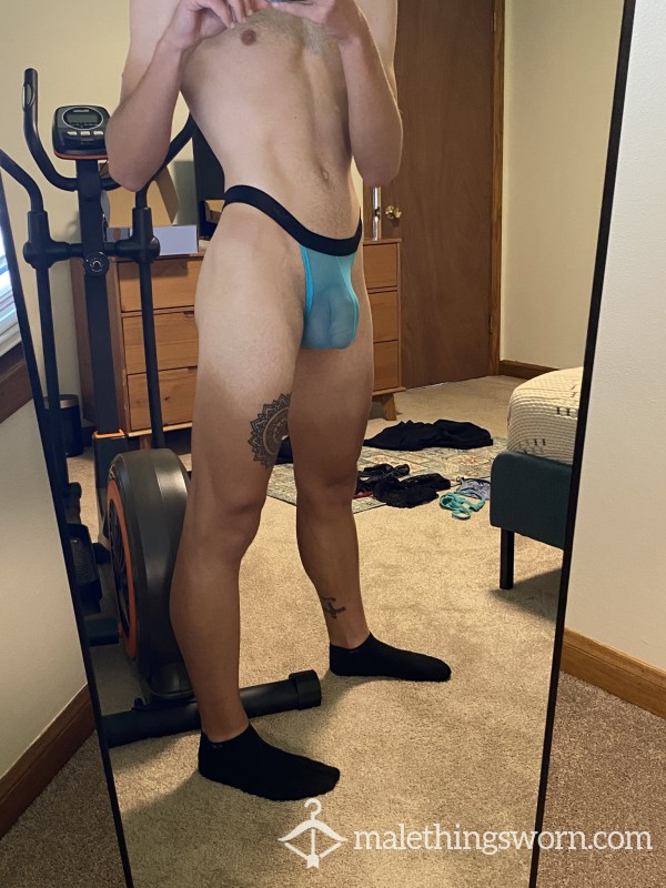 Blue Mesh Thong