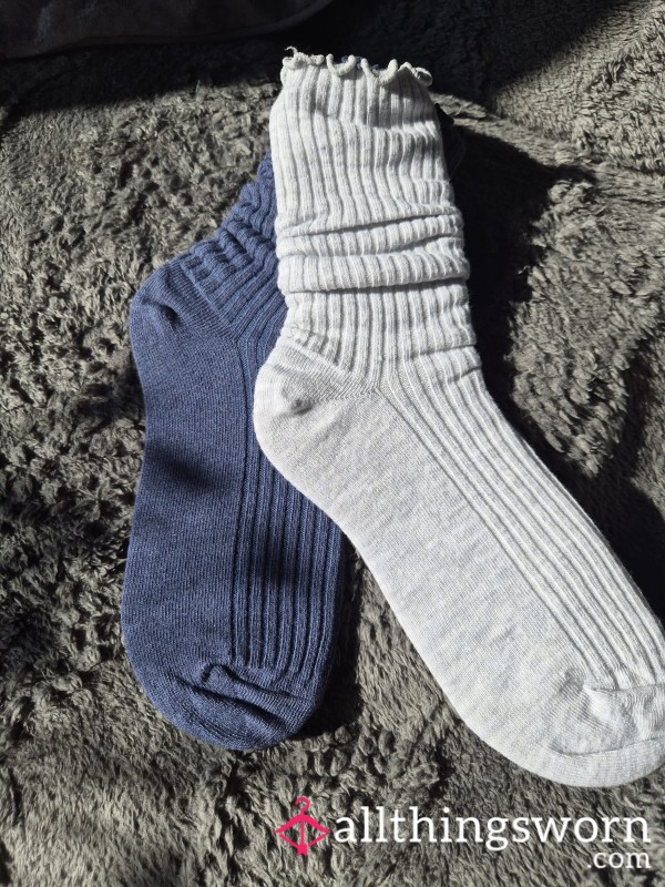Blue Or Grey Slochy Socks