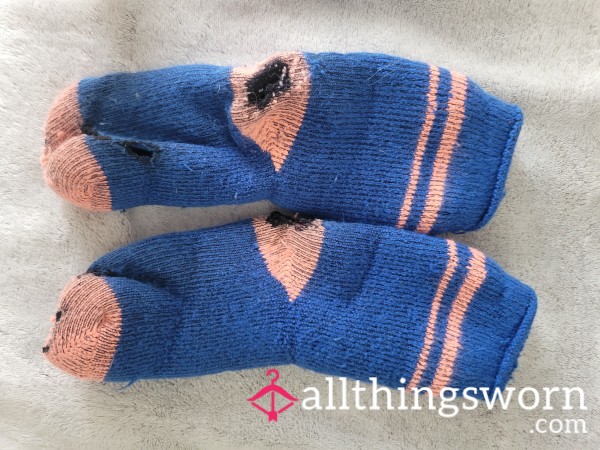 Blue & Orange Fluffy Socks