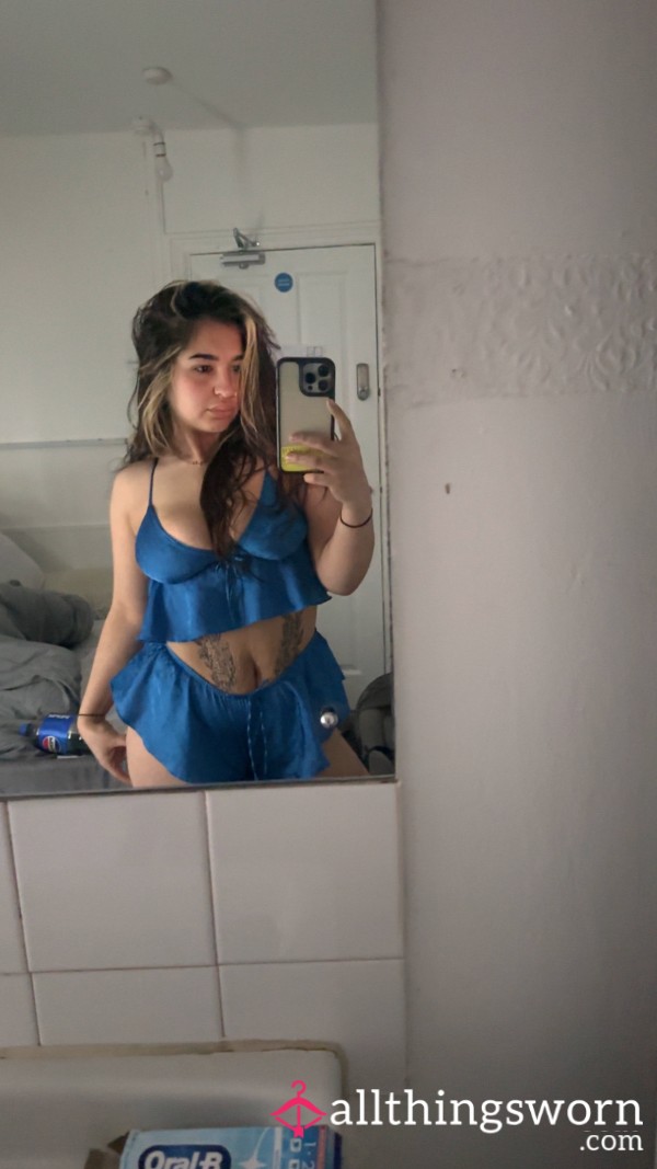Blue Pj Silk Set