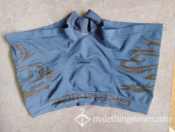Blue Polyamide Boxer Briefs With Tribal Dragon Print.