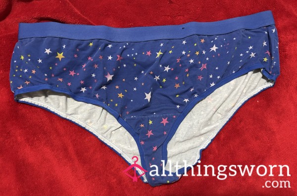 ~BLUE RAINBOW STAR PRINT COTTON CHEEKY PANTY~