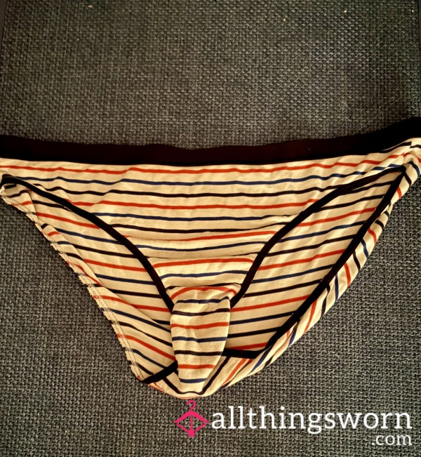 Blue & Red Striped Soft, Soft Cotton Panties