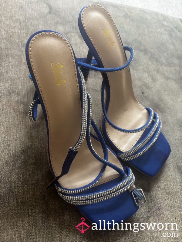 Blue Rhinestoned Heels.