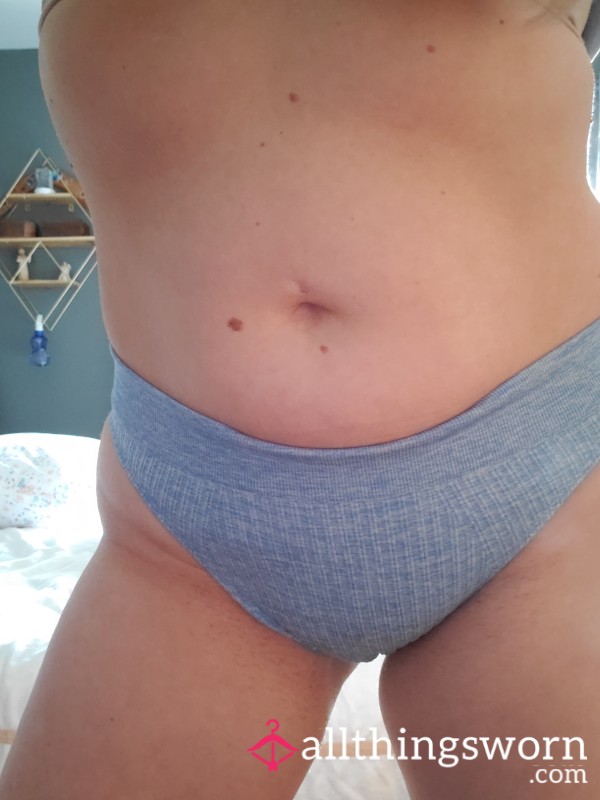 Blue Ribbed Nylon Panty