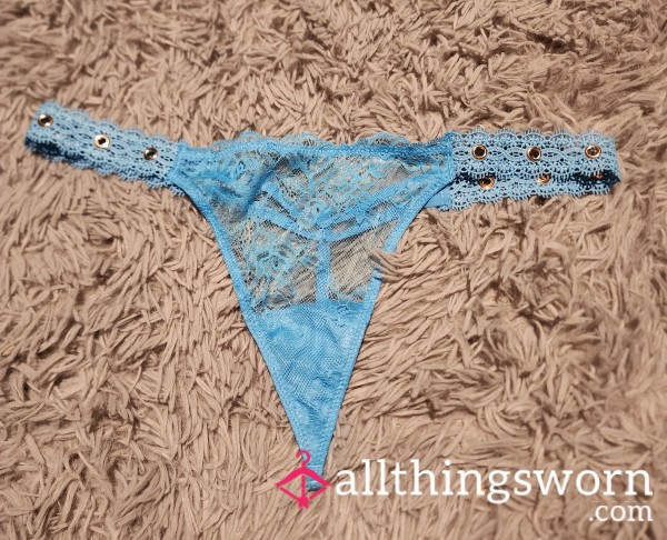 SOLD Blue Rose Lace Thong
