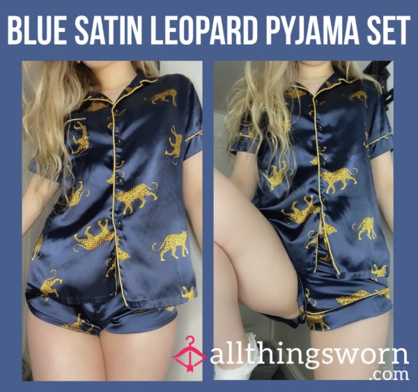 Blue Satin Leopard Pyjama Set🐆
