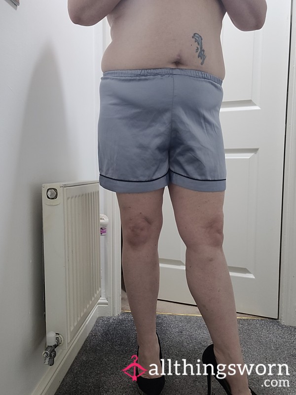 Blue Satin Shorts