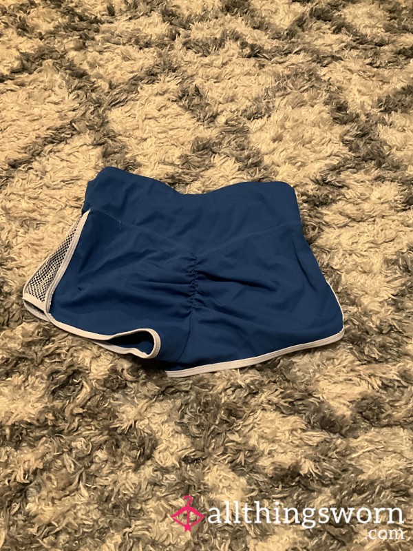Blue Scrunched Booty Soccer Shorts