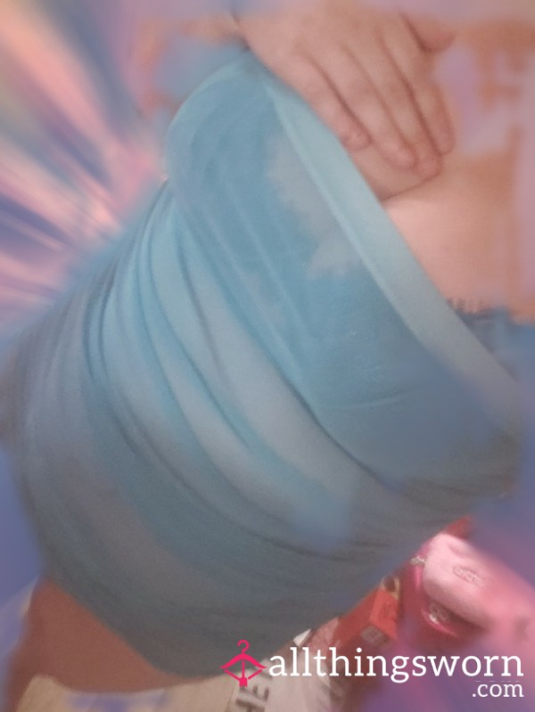 Blue See Through Mesh Raunched Dress/top