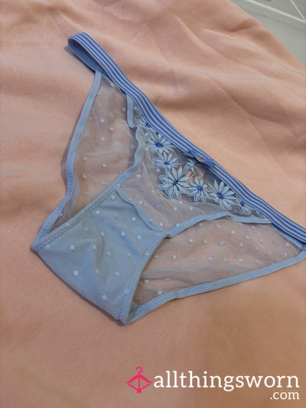 Blue Sheer Flower Design Boux Avenue Panties