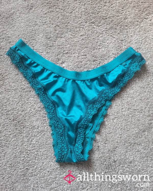 Blue Shiny Cheeky Panties With Lace ☺️😍