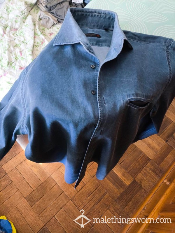 Blue Shirt (denam). 100% Cotton. From The Corneliani Brand.