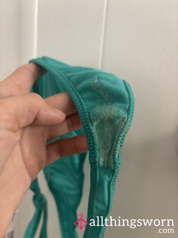 Blue Silk College Thong