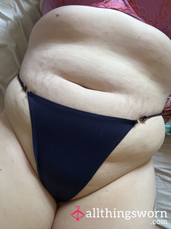 Blue Silky Thong