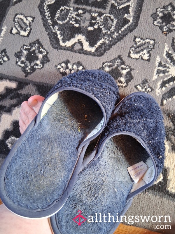 Blue Slippers Well Worn And Stinky