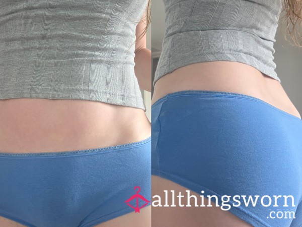 Blue Soft Cotton Panties Worn For 24 Hours 💙