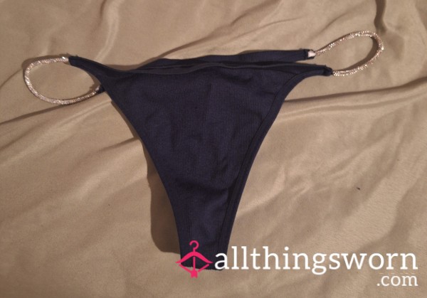 Blue Sparkly Strap Thong
