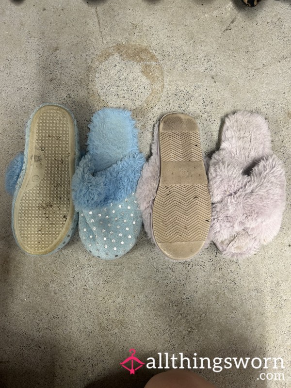 Blue Or Purple? Old Worn Slippers