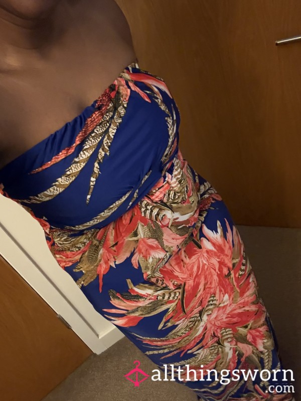 Blue Strapless Dress UK Size 12