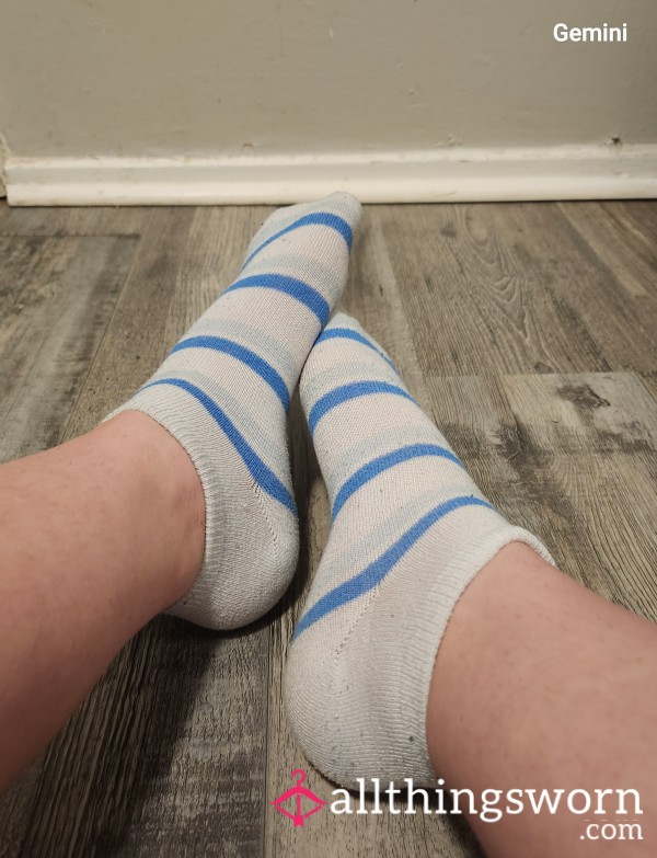 Blue Striped Ankle Socks