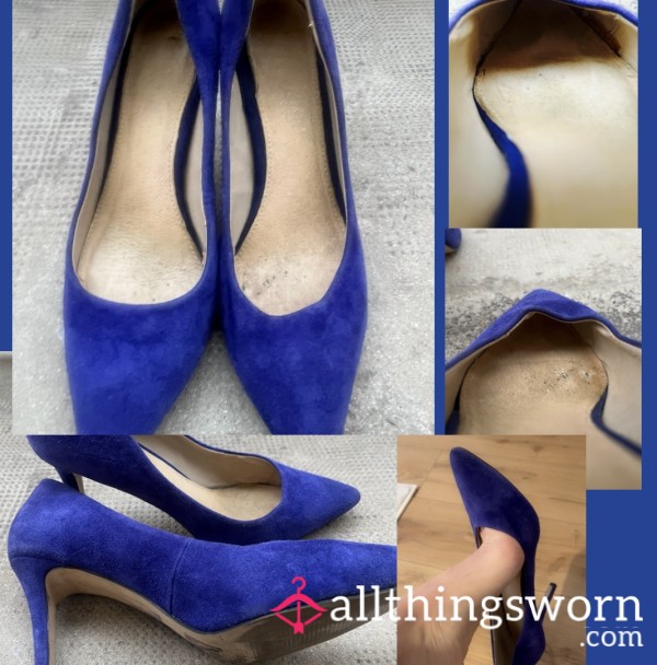 SOLD -Blue Suede High Heels