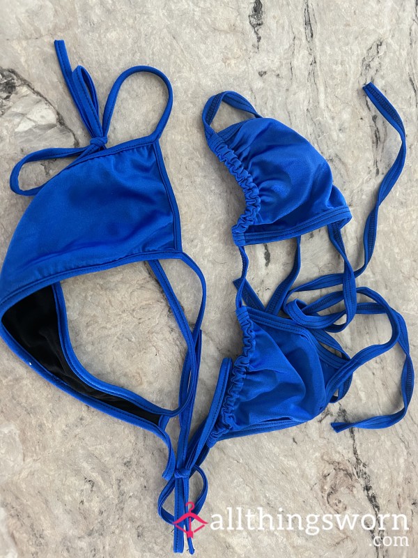 Blue Thong Bikini Set