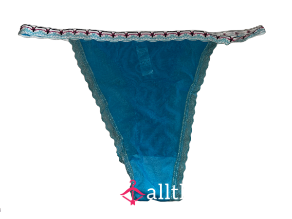 Blue Thong W/ Scalloped Accents