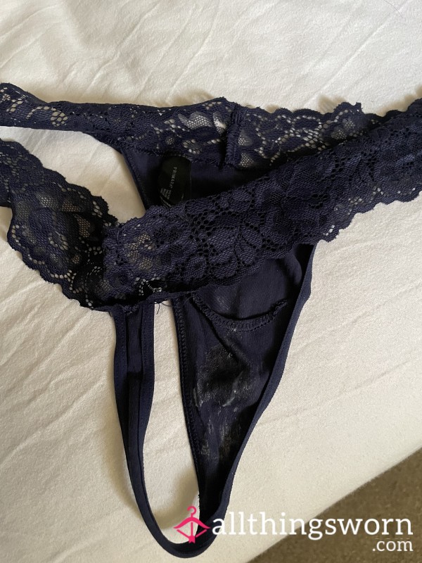 Blue Thong With C*m