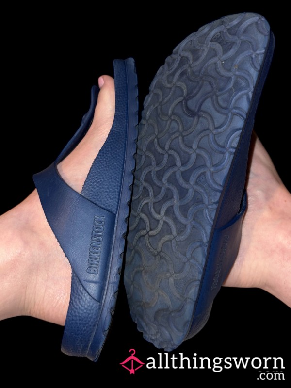 Blue Toe Thong Birkenstock Rubber Flip Flops