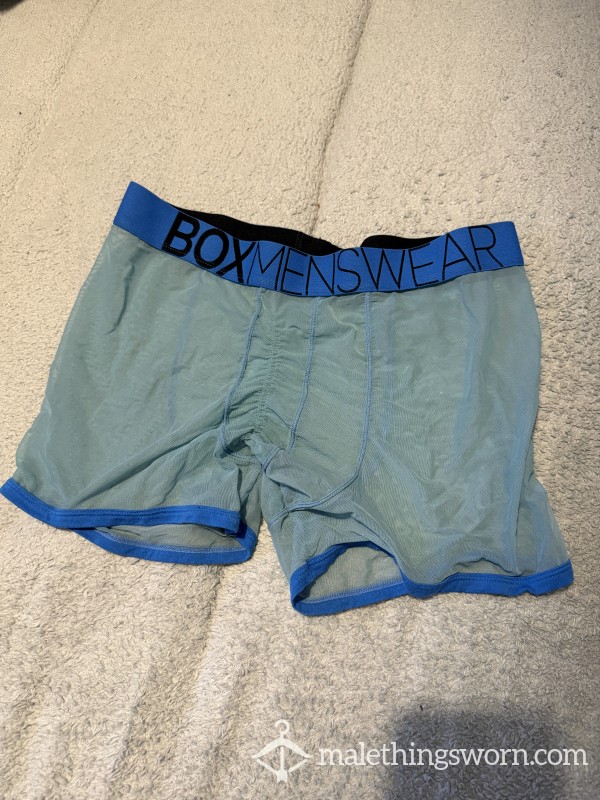 Blue Transparent Mesh Box Menswear Boxers 😈👀