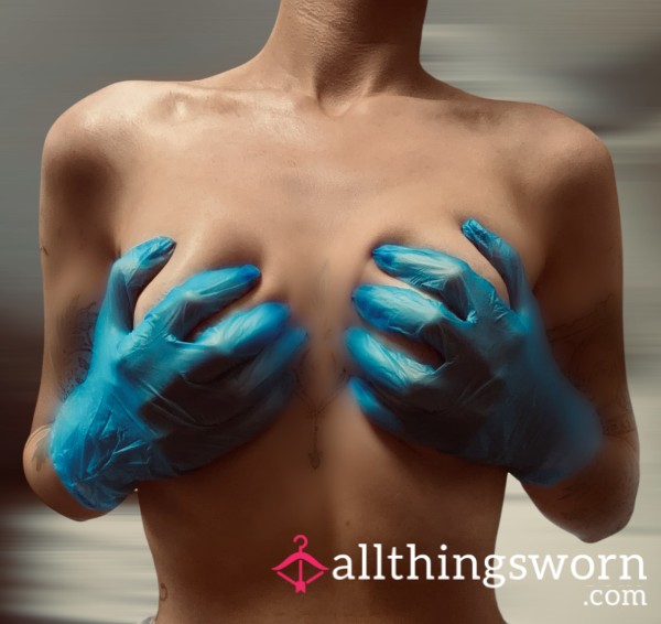 Blue Vinyl Powder Free Gloves 🧤 Used 💋