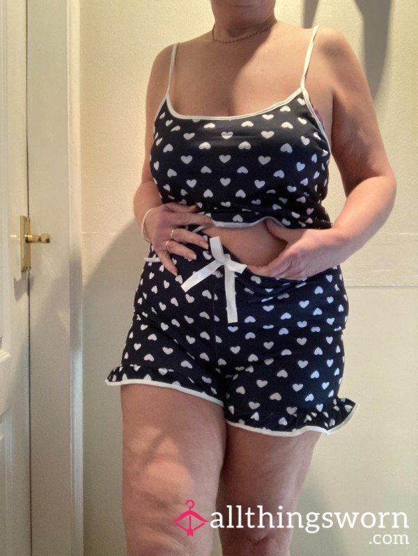 Blue /white Bed Pjs Set 3 Nites Worn