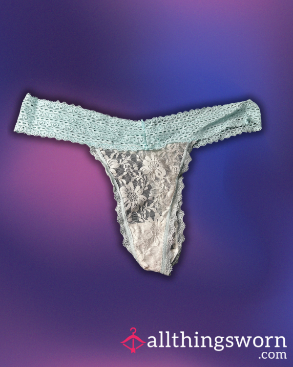 Blue & White Lace Thong