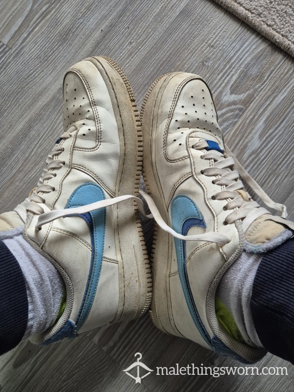 Blue & White Nike AF1 Trainers Filled With Masculine Scent To Corrupt Your Brain
