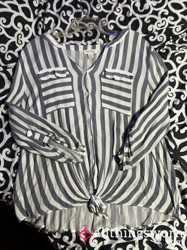 Blue & White Pinstripe Blouse