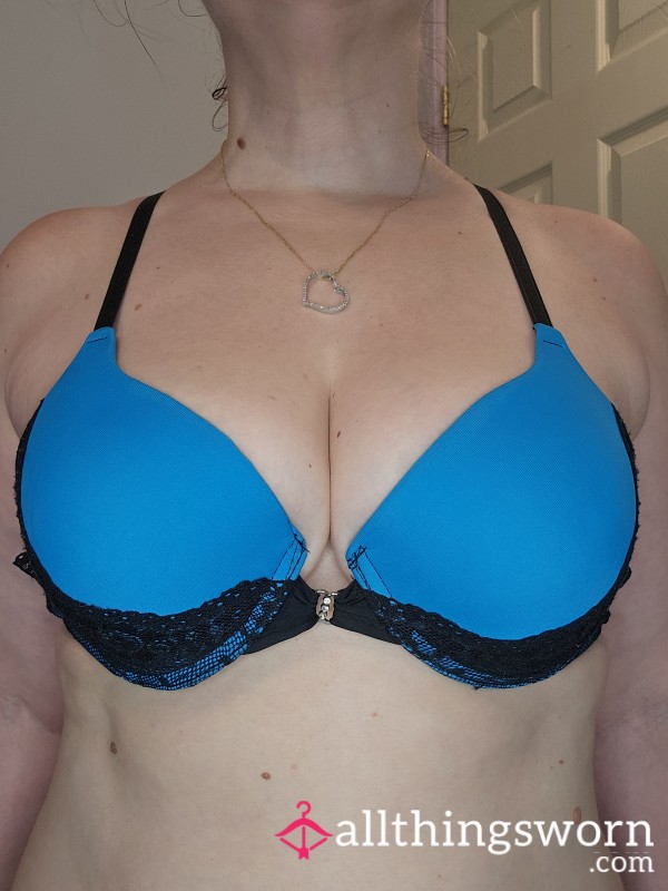 Blue With Black Lace Bra