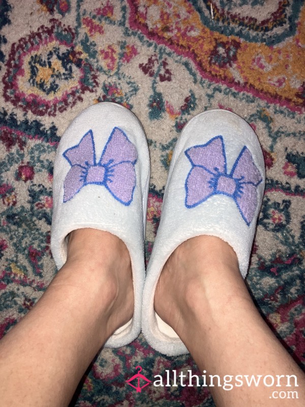 Blue With Purple Bow Slippers-Light Aroma