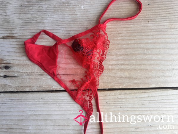 Bluebella Lace And Mesh Thong - Red