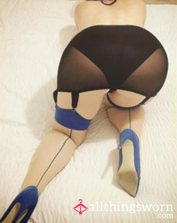 Blue/champagne Seamed Stockings